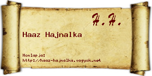 Haaz Hajnalka névjegykártya